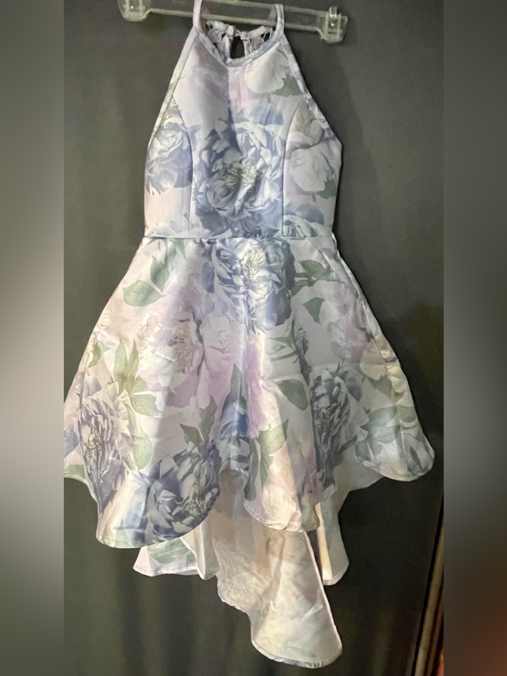 Speechless Lavender Floral High-Low Halter Dress
